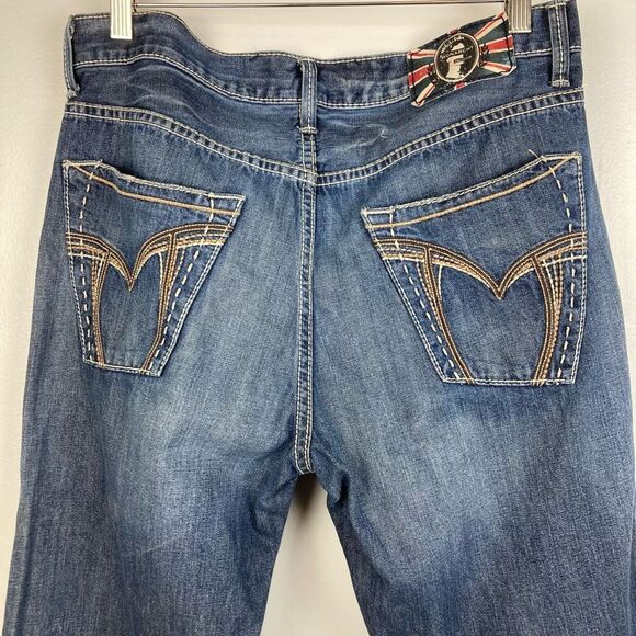 Vintage Y2K Monarchy Collection Men’s Medium Blue Jeans 34x30 Distressed British - Picture 6 of 11